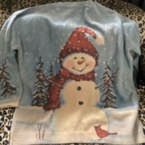 Source Unknown Blue and Red Snowman Sweater